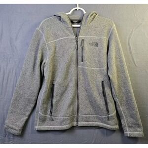 THE NORTH FACE Jacket Mens Med Gray  Full Zip Fleece Hooded Hike